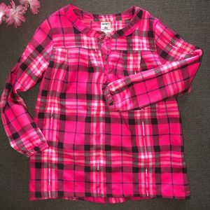 Girls Pretty Pink Plaid Blouse 💗